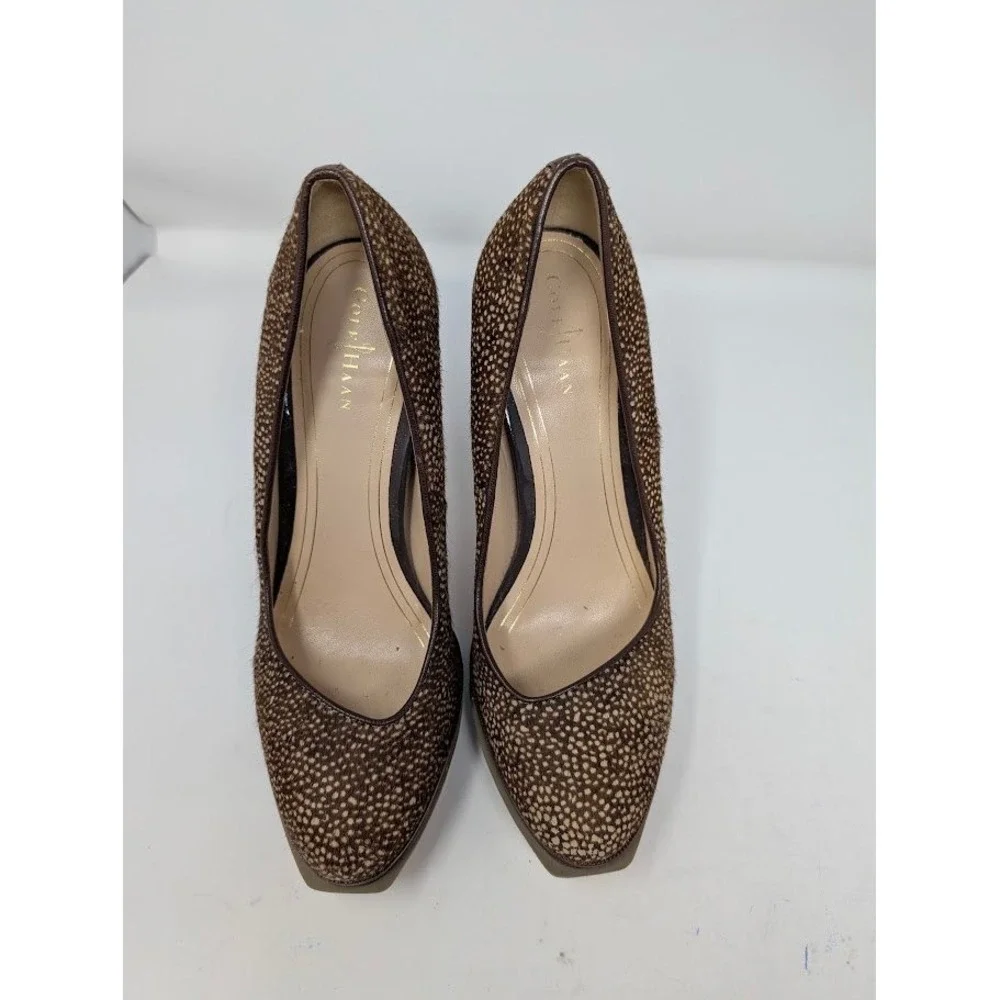 Cole Haan Women's Chelsea Double Platform Pump brown animal print sz 7